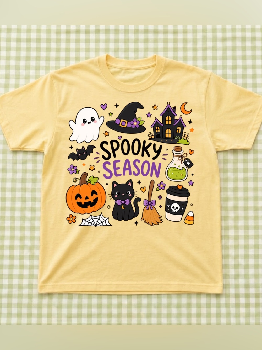 Spooky Season Costume T‑Shirt, Yellow Vintage Tee, Gift For Halloween